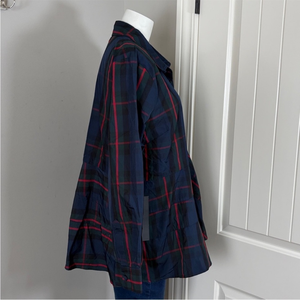 Tuckernuck POMANDER PLACE Fraser Plaid Ashlen Blouse Navy Blue Green Sz S - Picture 9 of 13